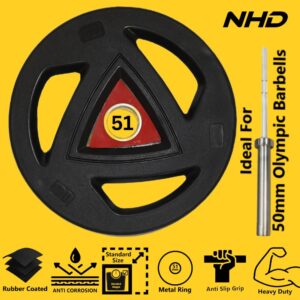 NHD Premium Rubber Coated Olympic Weight Plates (Pair) – 2 Inch Hole