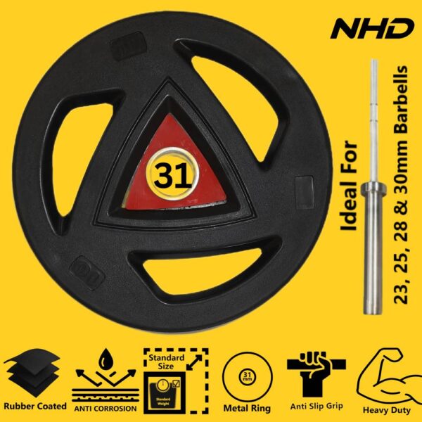 NHD Premium Rubber Coated Standard Weight Plates (Pair) – 1 Inch Hole